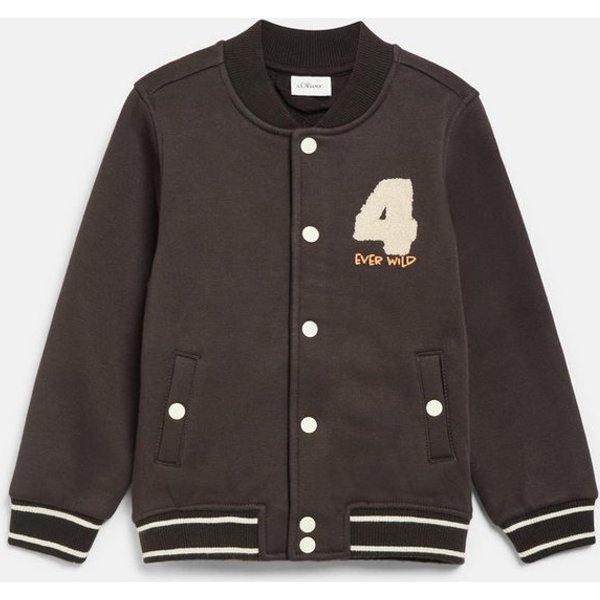 s.Oliver Sweatjacke Sweatshirt Jacke College-Jacke mit Fleece-Innenseite