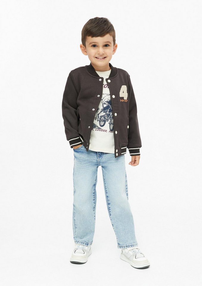 s.Oliver Sweatjacke Sweatshirt Jacke College-Jacke mit Fleece-Innenseite – Bild 3 von 4