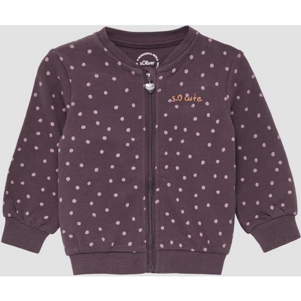 s.Oliver Sweatjacke Sweatshirt Jacke Gemusterte Sweatshirtjacke mit Rippbündchen