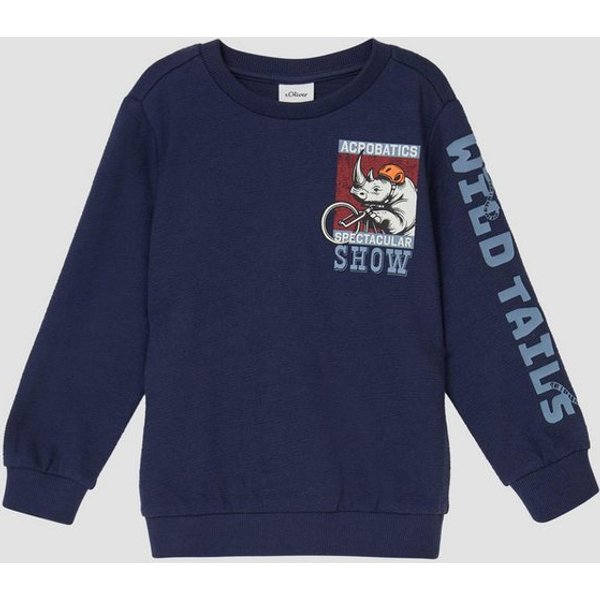 s.Oliver Sweatshirt Sweatshirt Sweatshirt mit Ärmel-, Front- und Rückenprint aus Strukturjersey