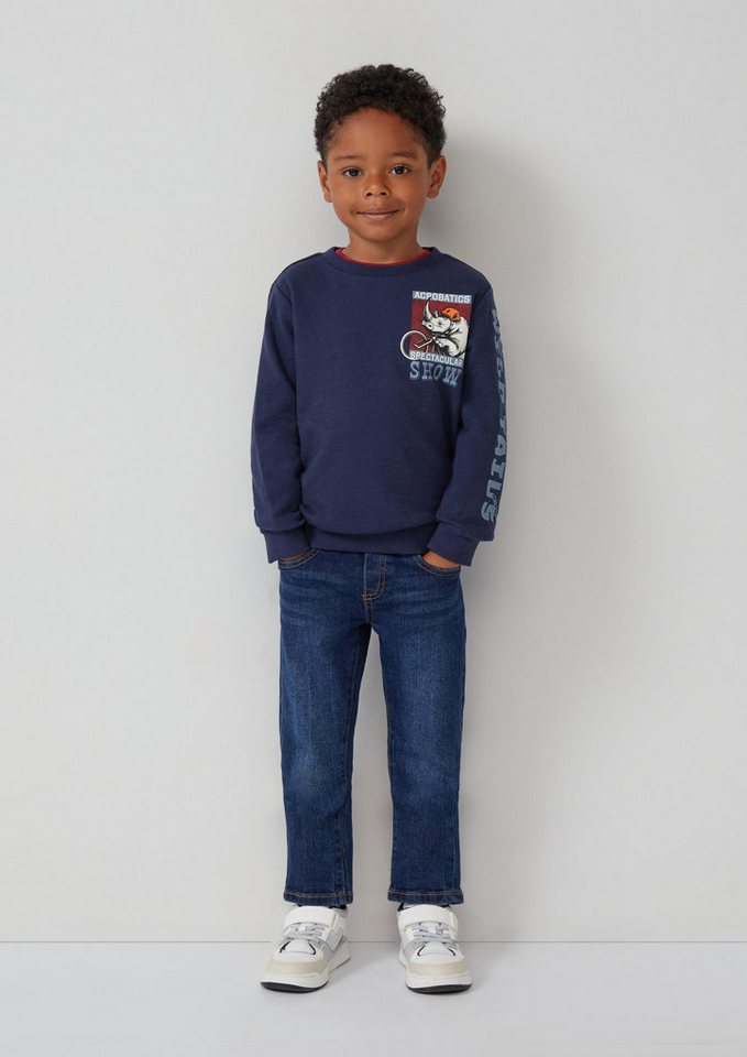 s.Oliver Sweatshirt Sweatshirt Sweatshirt mit Ärmel-, Front- und Rückenprint aus Strukturjersey – Bild 3 von 4