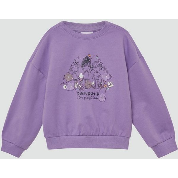 s.Oliver Sweatshirt Sweatshirt Oversized Sweatshirt mit Frontprint und Blüten-Applikation