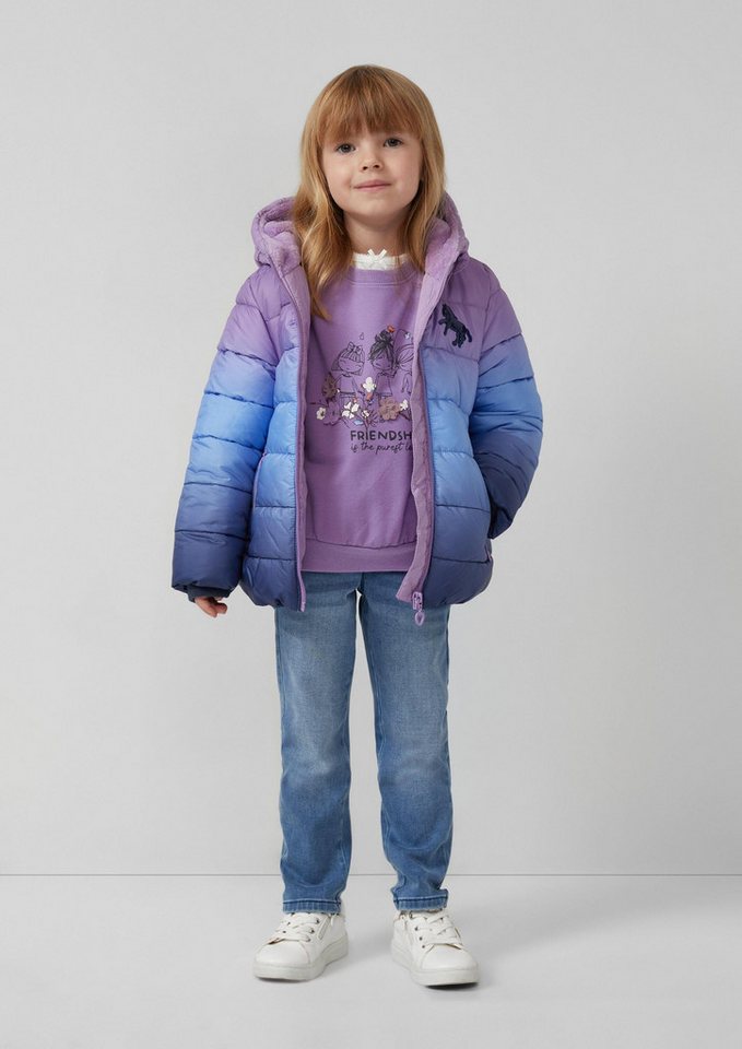 s.Oliver Sweatshirt Sweatshirt Oversized Sweatshirt mit Frontprint und Blüten-Applikation – Bild 3 von 4