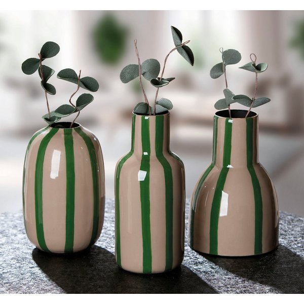 s.Oliver Tischvase Deko-Vase, "Piccolo", im 3er Set, unterschiedliche Formen, 13cm hoch (3 St), aus Metall, glänzende Oberfläche in verschiedenen Farben