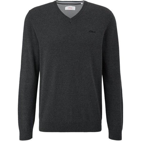 s.Oliver V-Ausschnitt-Pullover Pullover (1-tlg) V-Ausschnitt, langarm, Logo-Stickerei