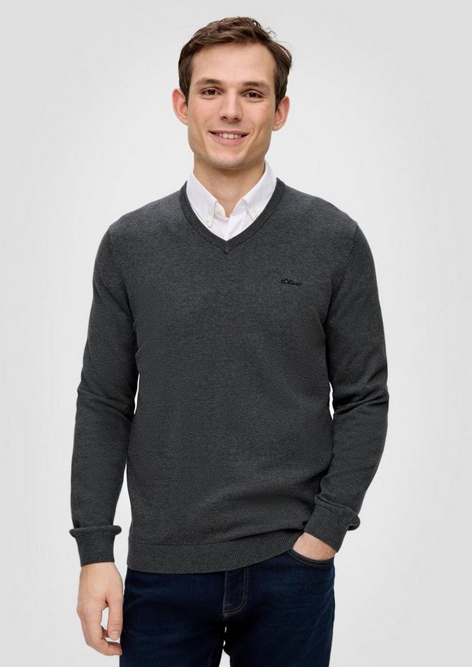 s.Oliver V-Ausschnitt-Pullover Pullover (1-tlg) V-Ausschnitt, langarm, Logo-Stickerei – Bild 2 von 5