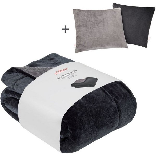 Wohndecke Doublesoft, Kuscheldecke, Deal, Kissen geschenkt!, s.Oliver, Kuscheldecke 150x200 cm, GRATIS-Zugabe:2x Kissenhülle (Reißverschluss)
