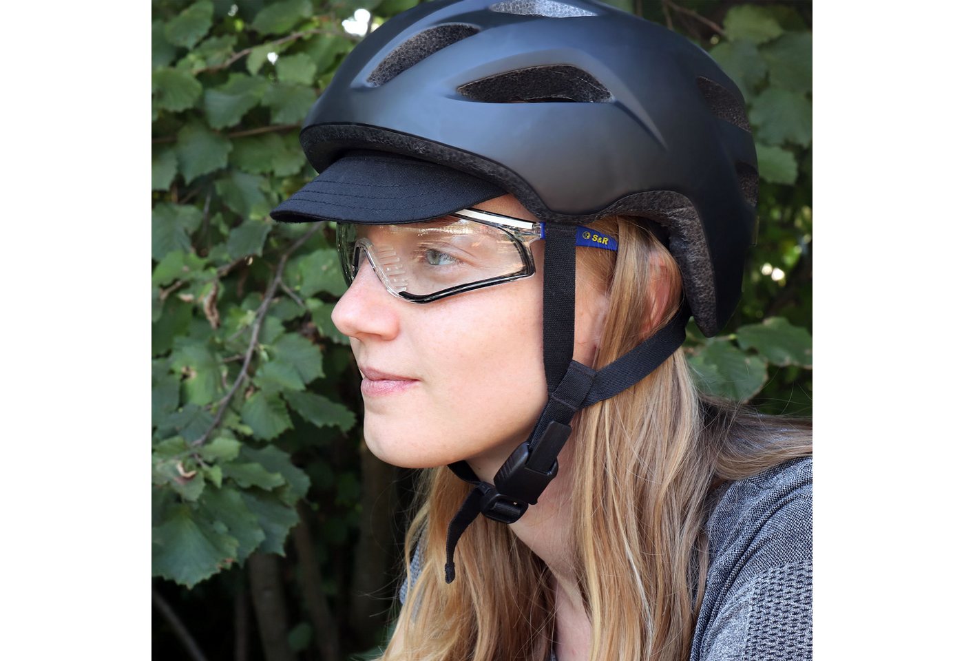 S&R Arbeitsschutzbrille COMFORT-Line, kratzfestes Polycarbonat, stoßfest, EN 166, (Set, 2St., 2 bequeme Sicherheitsbrillen + Schutzhülle und Tuch), verstellbare – Bild 4 von 5