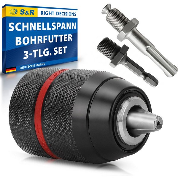 S&R Bohrfutteradapter Schnellspannbohrfutter 2mm - 13mm 1/2-20 UNF mit Adapter SDS-plus, Schnellwechsel-Bohrfutter mit Gewinde