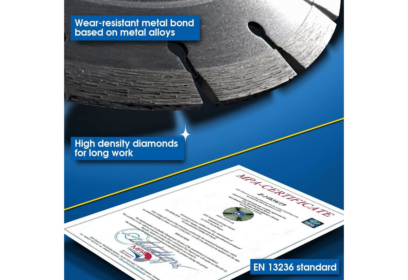 S&R Diamanttrennscheibe Professional, Diamant-Trennscheibe zum Trennen von Baumaterialien, Ø 230 mm, Beton, Naturstein, Stein, Ziegel, Mauerwerk, hohe Standzeit – Bild 3 von 5