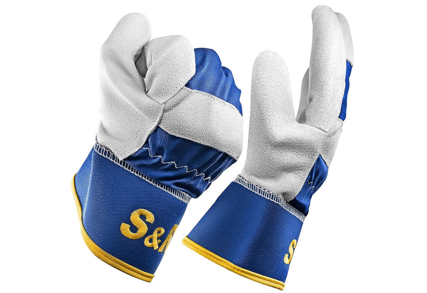 S&R Leder-Arbeitshandschuhe 4 Paar, Größe XXL/11, Bau- und Gartenhandschuhe flexibles Echtleder (Set, 8-St., 4 Paar XXL / 11) Schutz-Handschuh für Metall- und F – Bild 2 von 5