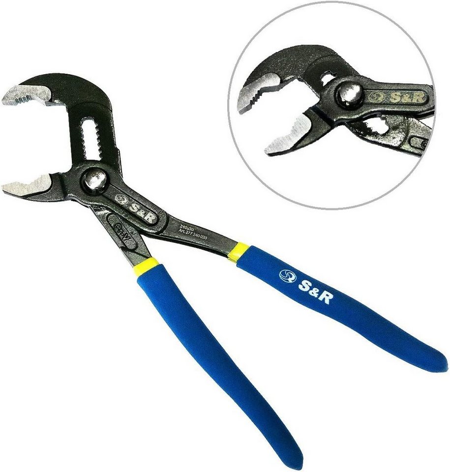 S&R Wasserpumpenzange 300x40mm, CR-V Stahl, phosphatiert, doppelt ummantelte Griffe, 1-tlg., der Schnelleinstellungs-Mechanismus ermöglicht einhändiges Arbeiten – Bild 2 von 5