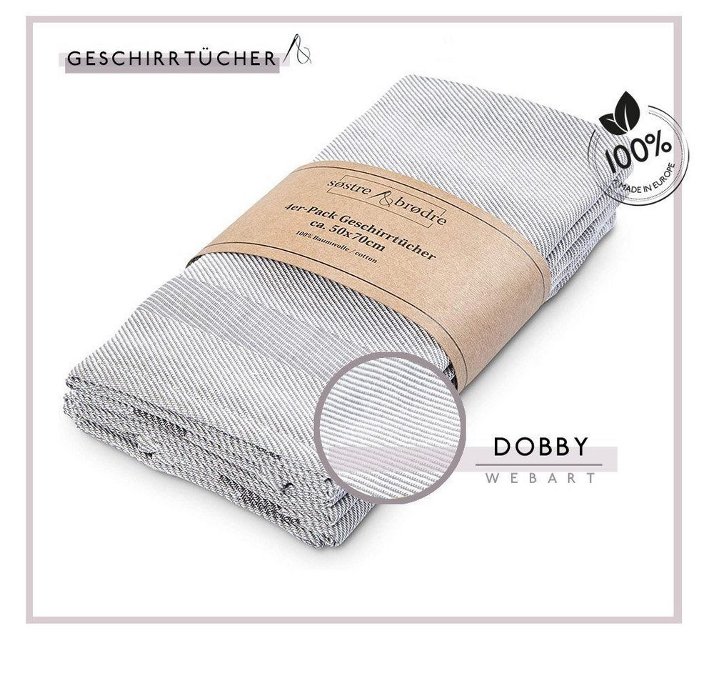 søstre & brødre Geschirrtuch 4er Set Geschirrtücher, (4er Set Geschirrtuch Grubentuch, 100% Baumwolle - MADE IN EUROPE, Sehr saugfähig - Premium Qualität, 4-tlg – Bild 4 von 5