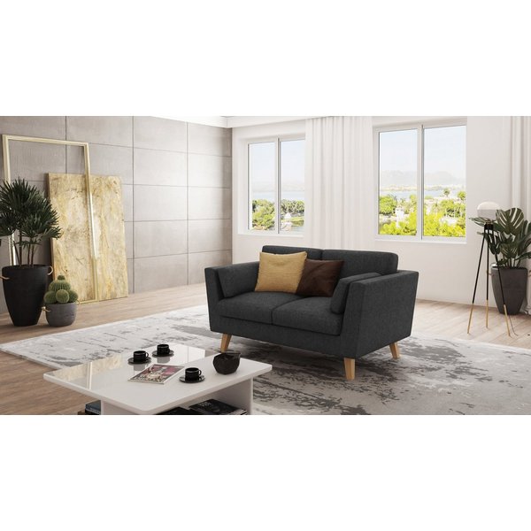 S-Style Möbel 2-Sitzer Sofa Angeles mit Holzfüßen im skandinavischen Stil, mit Wellenfederung