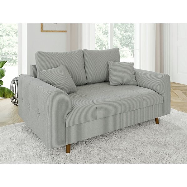 S-Style Möbel 2-Sitzer Sofa Zara mit Holzfüßen im skandinavischen Stil aus Cord-Stoff, mit Wellenfederung