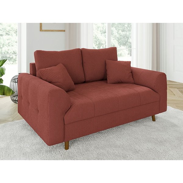 S-Style Möbel 2-Sitzer Sofa Zara mit Holzfüßen im skandinavischen Stil aus Cord-Stoff, mit Wellenfederung