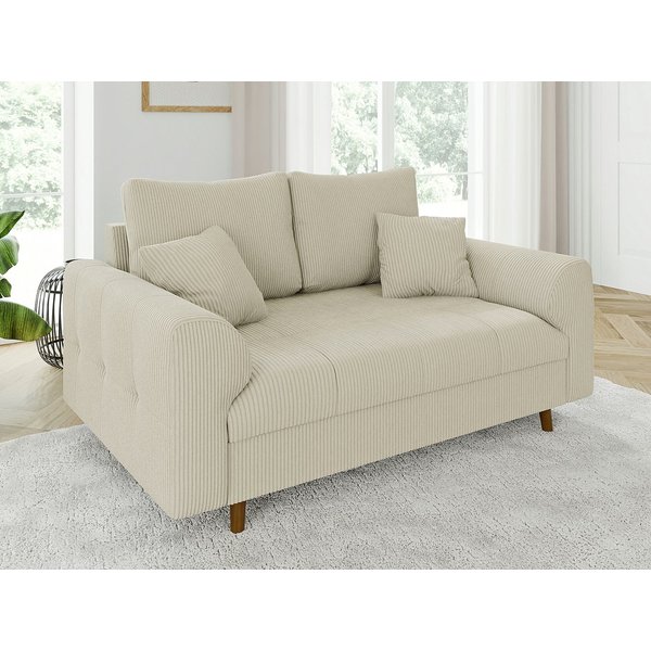 S-Style Möbel 2-Sitzer Sofa Zara mit Holzfüßen im skandinavischen Stil aus Cord-Stoff, mit Wellenfederung