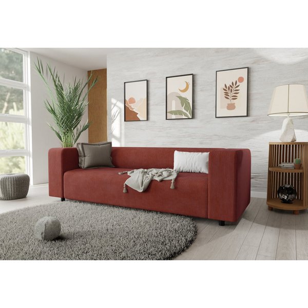 S-Style Möbel 3-Sitzer Sofa Gustav aus Cord-Stoff mit bequemem Sitz, mit Wellenfederung
