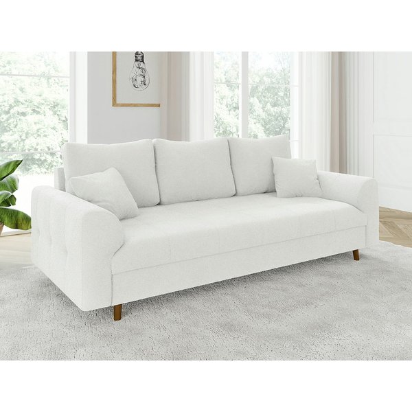 S-Style Möbel 3-Sitzer Sofa Leif mit Holzfüßen im skandinavischen Stil aus Boucle-Stoff, mit Wellenfederung