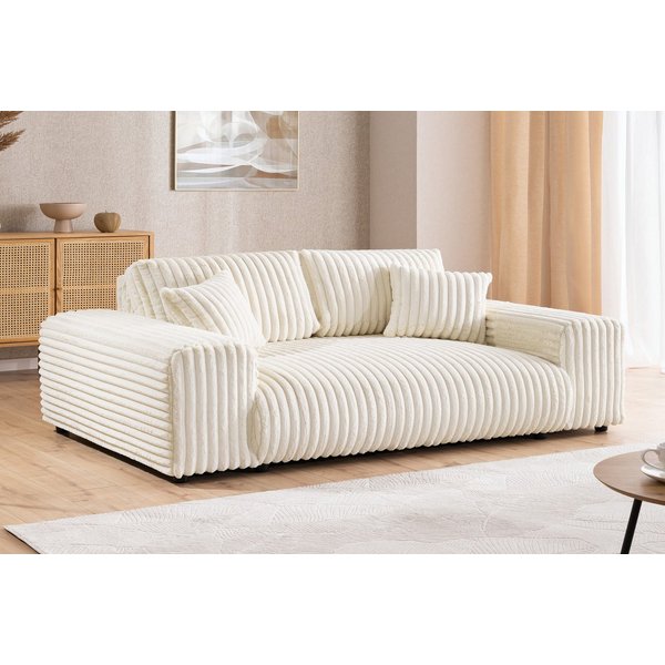 S-Style Möbel 3-Sitzer Sofa Mollis aus Plüschcord mit hohem Sitzkomfort, mit Wellenfederung