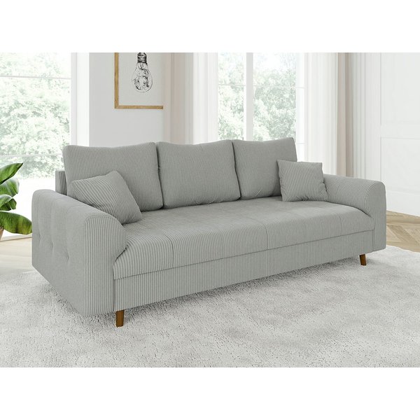 S-Style Möbel 3-Sitzer Sofa Zara mit Holzfüßen im skandinavischen Stil aus Cord-Stoff, mit Wellenfederung