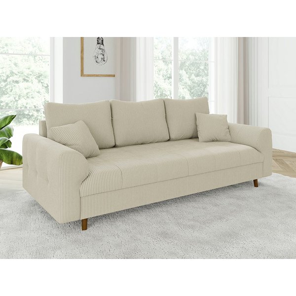 S-Style Möbel 3-Sitzer Sofa Zara mit Holzfüßen im skandinavischen Stil aus Cord-Stoff, mit Wellenfederung