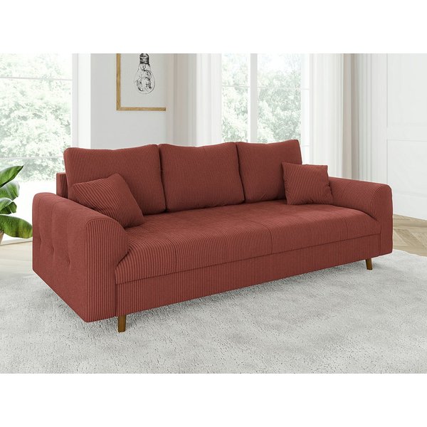 S-Style Möbel 3-Sitzer Sofa Zara mit Holzfüßen im skandinavischen Stil aus Cord-Stoff, mit Wellenfederung