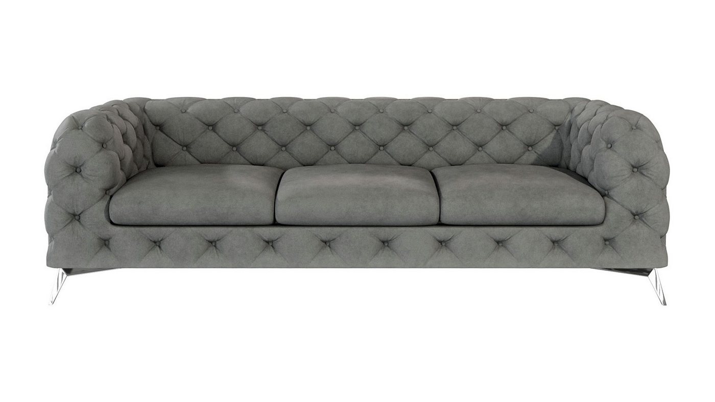S-Style Möbel Chesterfield-Sofa Kalina, 3-Sitzer mit silbernen Metall Füßen, mit Wellenfederung – Bild 2 von 5