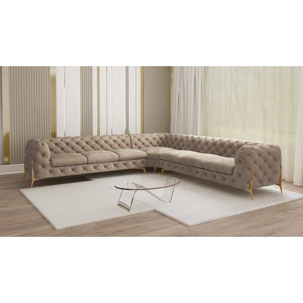 S-Style Möbel Ecksofa Ashley, Chesterfield mit Goldenen Metall Füßen, mit Wellenfederung