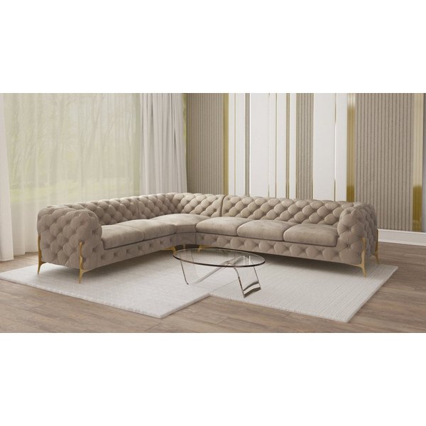S-Style Möbel Ecksofa Ashley, Chesterfield mit Goldenen Metall Füßen, mit Wellenfederung