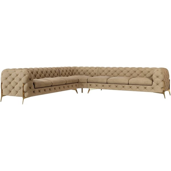 S-Style Möbel Ecksofa Ashley, Chesterfield mit Goldenen Metall Füßen, mit Wellenfederung