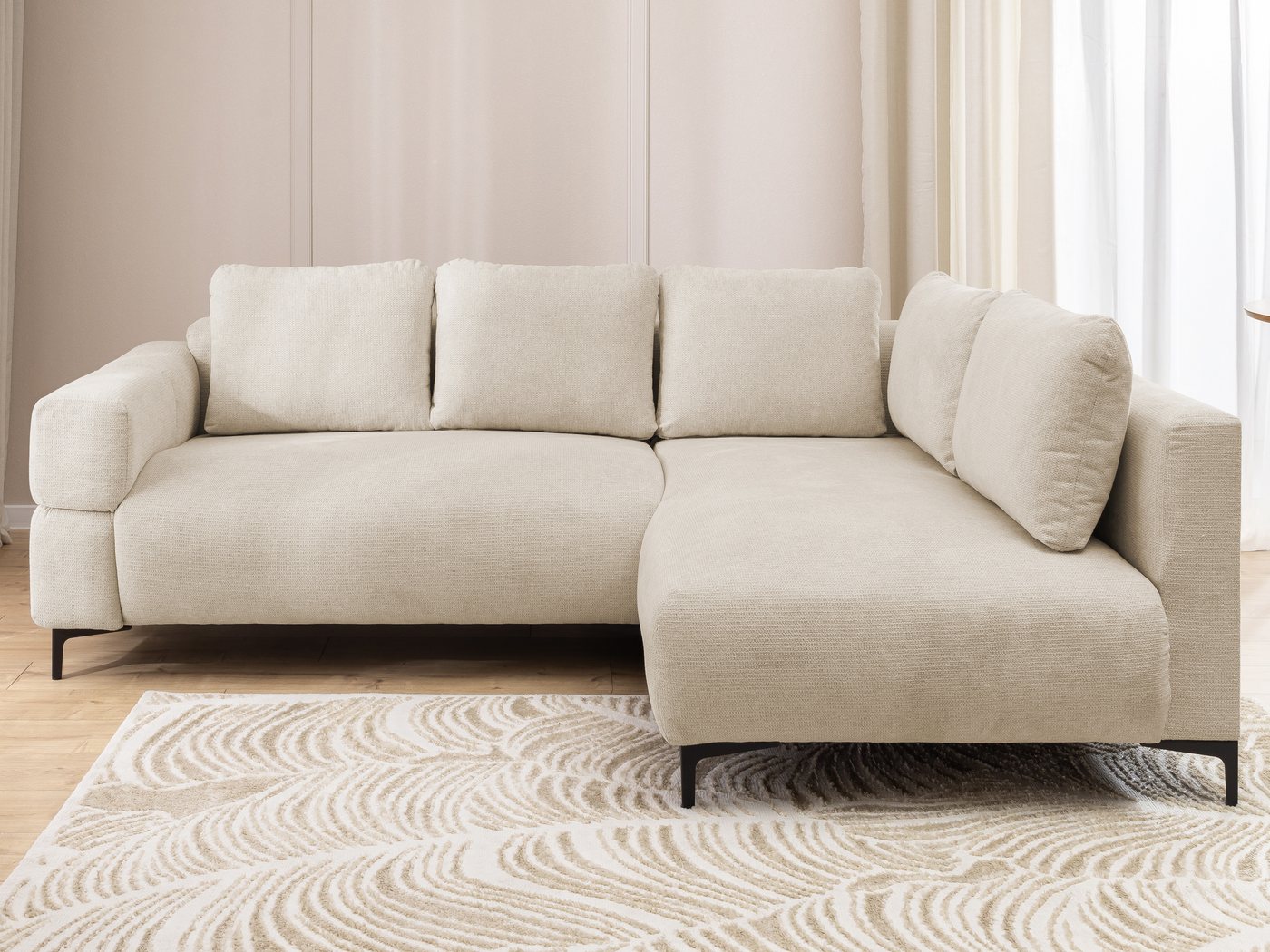 S-Style Möbel Ecksofa Cardea in Bubble-Optik aus weichem Strukturstoff mit hohem Sitzkomfort, mit Wellenfederung – Bild 2 von 5