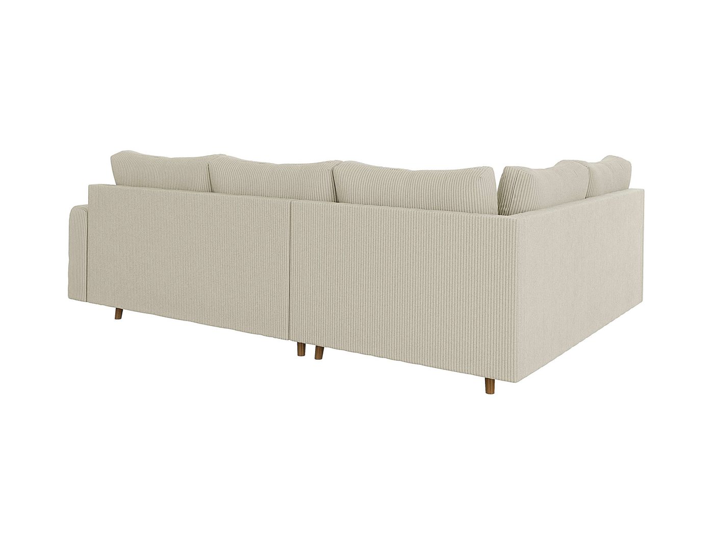 S-Style Möbel Ecksofa Zara mit Braun Holzfüßen im skandinavischen Stil aus Cord-Stoff, Ottomane links oder rechts bestellbar, mit Wellenfederung – Bild 5 von 5
