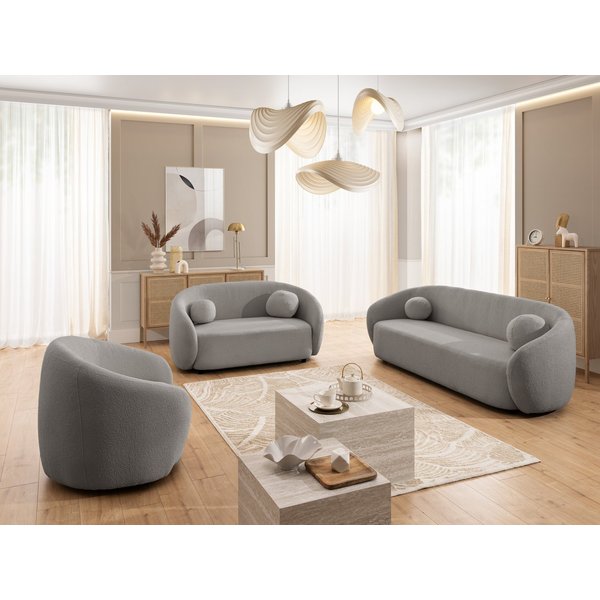 S-Style Möbel Polstergarnitur 3+2+1 Roundi, Bouclé, Luxus & Moderne Kollektion
