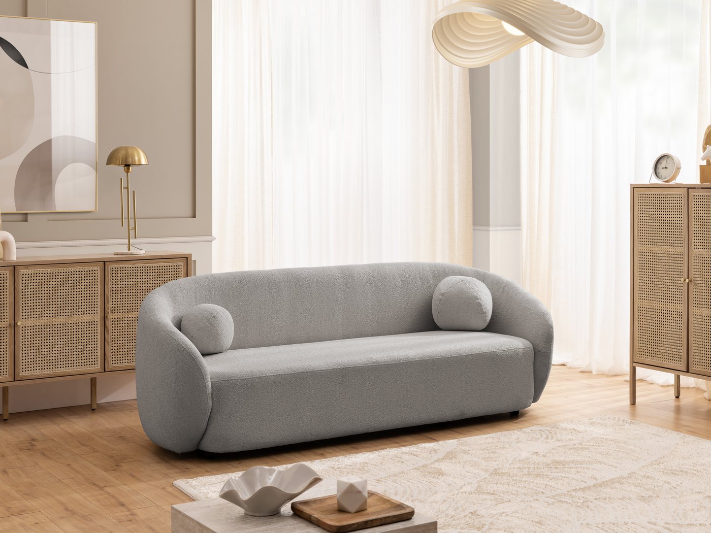 S-Style Möbel Polstergarnitur 3+2+1 Roundi, Bouclé, Luxus & Moderne Kollektion – Bild 2 von 5