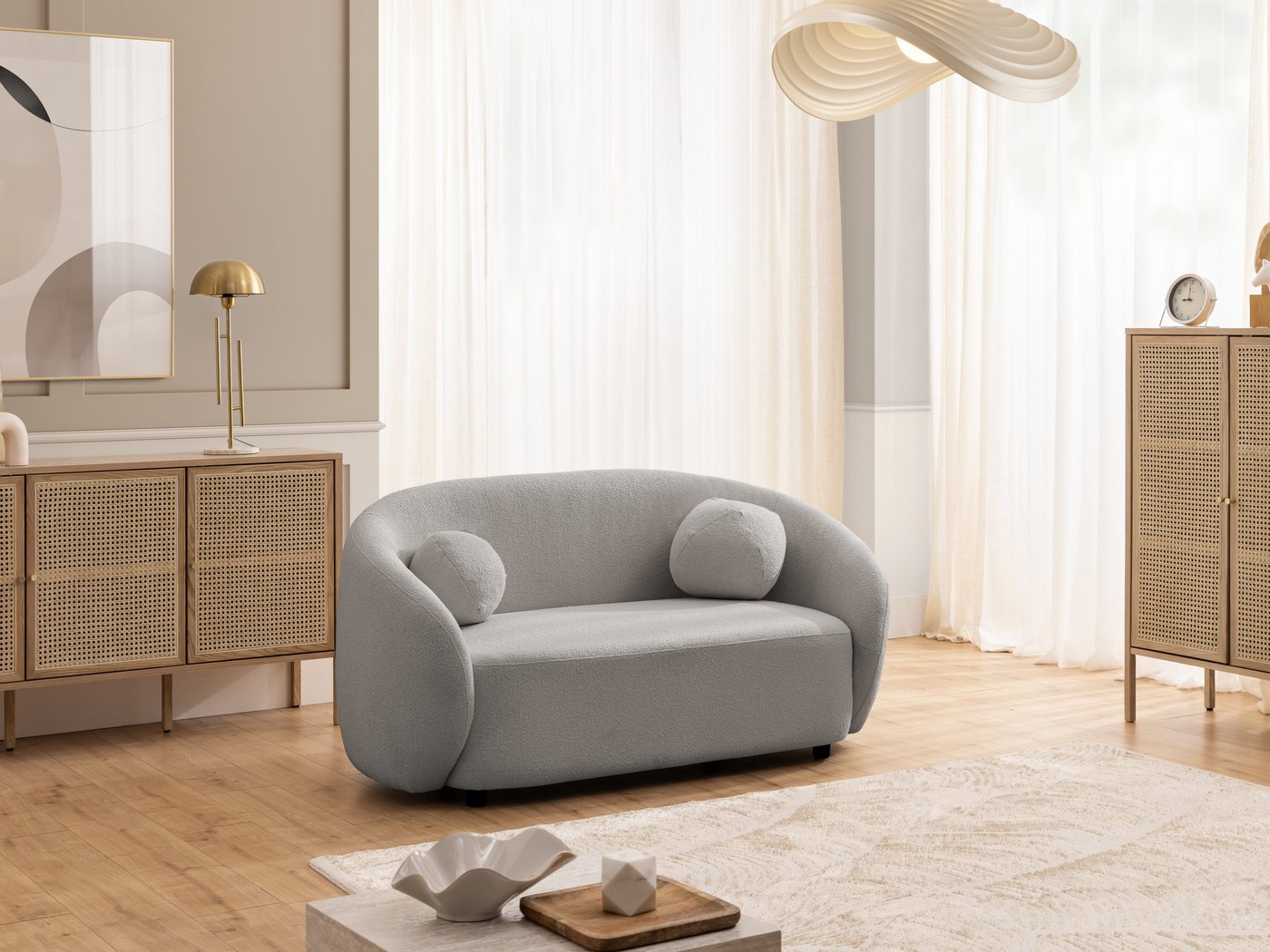 S-Style Möbel Polstergarnitur 3+2+1 Roundi, Bouclé, Luxus & Moderne Kollektion – Bild 3 von 5