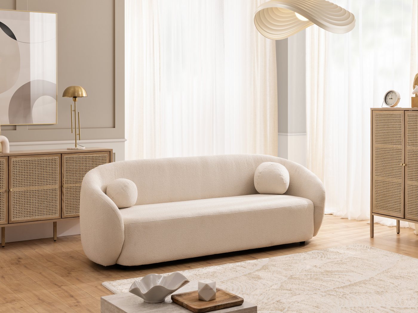 S-Style Möbel Polstergarnitur 3+2+1 Roundi, Bouclé, Luxus & Moderne Kollektion – Bild 2 von 5
