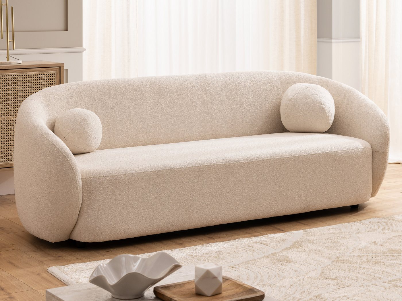 S-Style Möbel Polstergarnitur 3+2+1 Roundi, Bouclé, Luxus & Moderne Kollektion – Bild 5 von 5