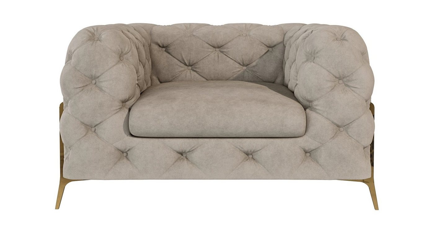 S-Style Möbel Polstergarnitur Ashley 3+2+1, Chesterfield mit Goldenen Metall Füßen, (1x 3-Sitzer-Sofa, 1x 2-Sitzer-Sofa, 1x Sessel), mit Wellenfederung – Bild 2 von 5