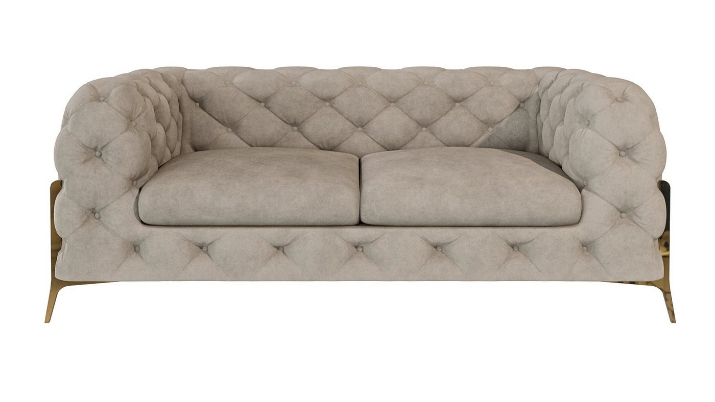 S-Style Möbel Polstergarnitur Ashley 3+2+1, Chesterfield mit Goldenen Metall Füßen, (1x 3-Sitzer-Sofa, 1x 2-Sitzer-Sofa, 1x Sessel), mit Wellenfederung – Bild 5 von 5