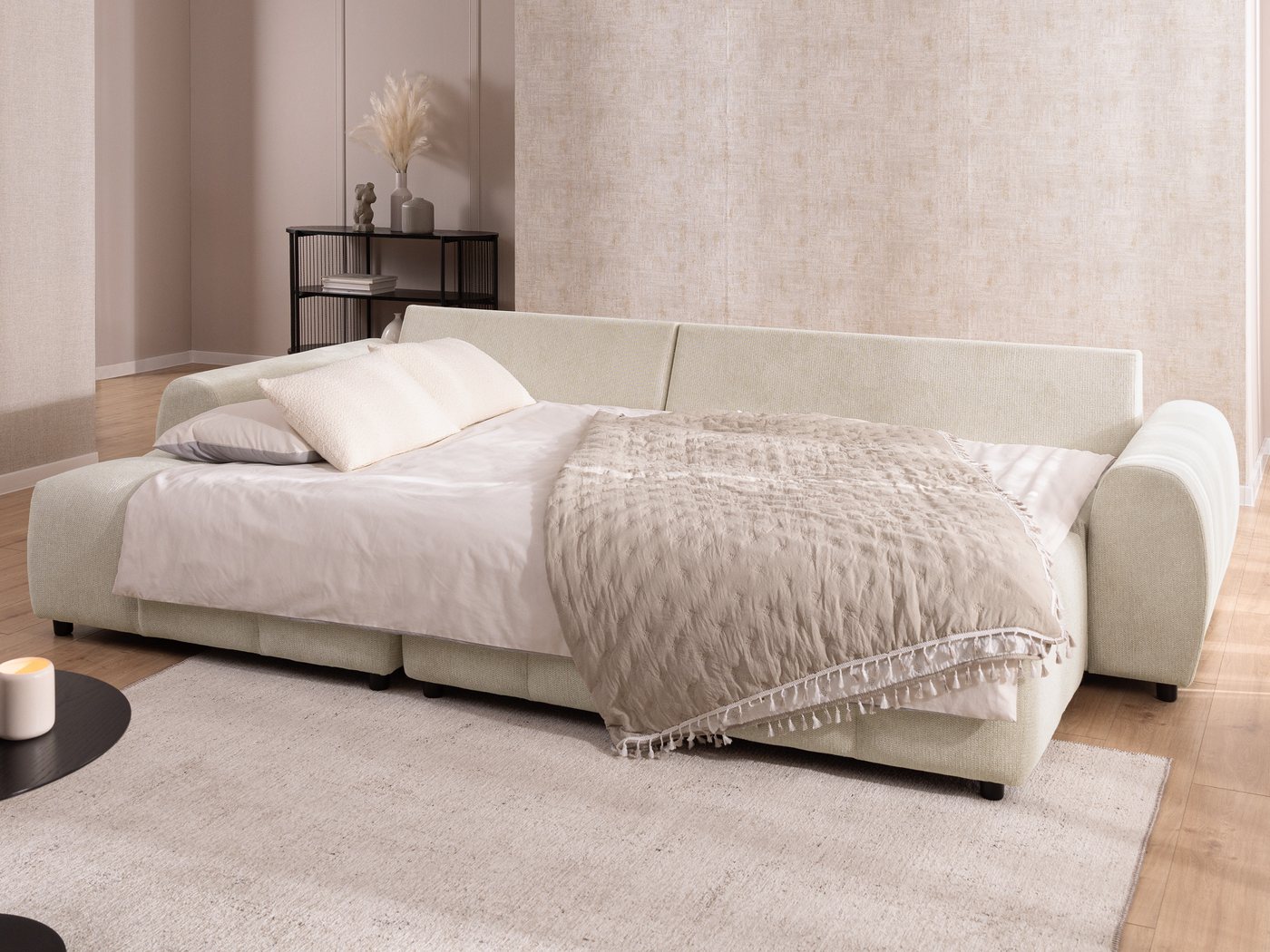 S-Style Möbel Polsterhocker Bubble mit Sitzfläche in Bubble-Optik aus weichem Strukturstoff (1 x Hocker), mit Wellenfederung – Bild 5 von 5