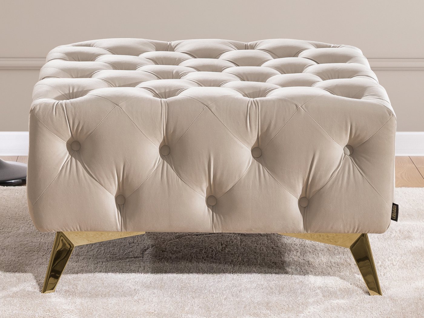 S-Style Möbel Polsterhocker Chesterfield Whitby, mit goldenen, silbernen oder schwarzen Füßen, mit Wellenfederung – Bild 2 von 5