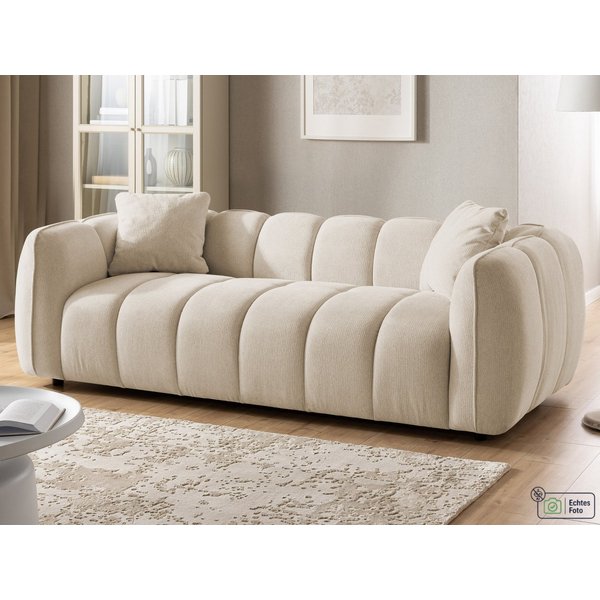 S-Style Möbel Sofa 3-Sitzer Nubira in tief gesteppter Bubble-Optik aus Strukturstoff, mit modernem Design und Wellenfederung