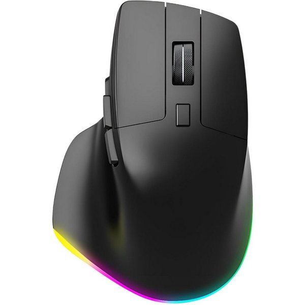 S&T Design RGB Gaming Maus Kabellos Wireless Schwarz Bluetooth Gaming-Maus (Funk, kabelgebunden, Bluetooth, USB-C, 2400 dpi, Ergonomisch, 6 Tasten, 7 RGB Beleuc