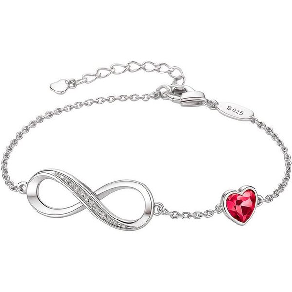 S&T Design Silberarmband Infinity Armband Damen 925 Sterling Silber Unendlichkeit Herz (Echt Silber, inkl. Verpackung), Verstellbares Armband – Geschenk für Fra