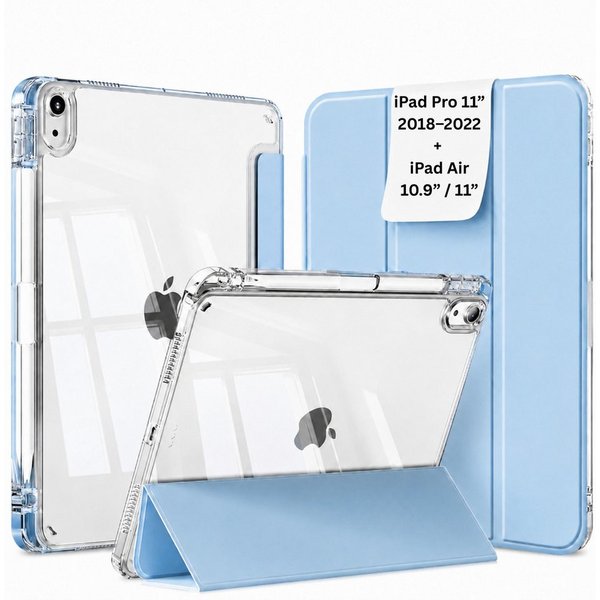 S&T Design Tablet-Hülle Hülle für iPad mit Stifthalter Transparent Stoßfest Tablet Schutzhülle, Kratzfest Hülle Cover Stoßfest Hard Case Ständer Kamera Displays
