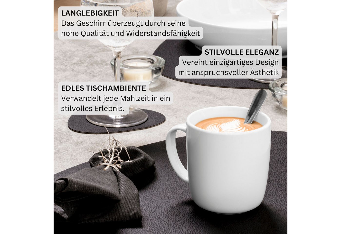 SÄNGER Becher Set Marlo, 6-tlg., Porzellan, Weiß, 6 tlg. Kaffeebecher Set, Porzellan, PREMIUM COLLECTION – Bild 5 von 5