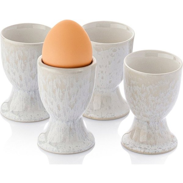 SÄNGER Eierbecher Korfu, (Set, 4-tlg., 4x Eierbecher), aus Steingut, Creme Farben mit sandiger Maserung