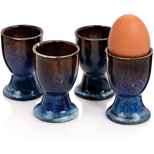 SÄNGER Eierbecher Tokio, (4-tlg., Eierhalter), Blau Schwarz, Handmade, Premium Collection