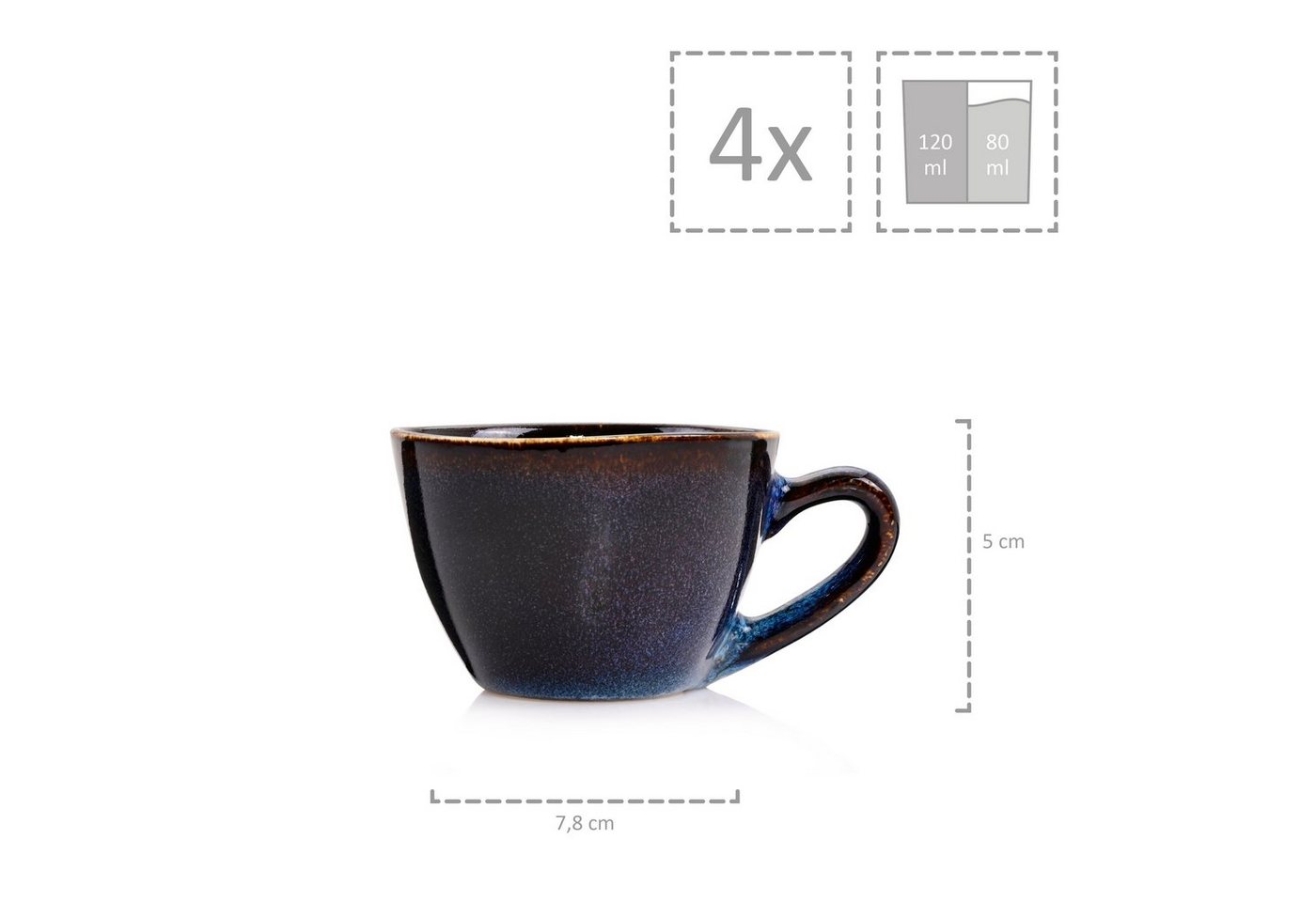 SÄNGER Espressotasse Tokio, Steingut, Blau Schwarz, Handmade, Premium Collection – Bild 3 von 5